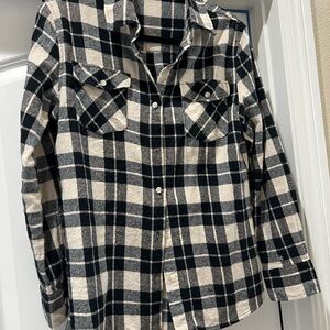 Plaid Button Down Shirt for Women - Black and White